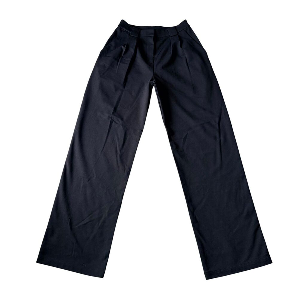 ALO Black Wide Leg Trousers Cutout High Rise Flared Pants Womens Small